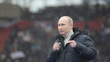 Премьер-министр РФ В.Путин выступил на митинге своих сторонников "Защитим страну!"